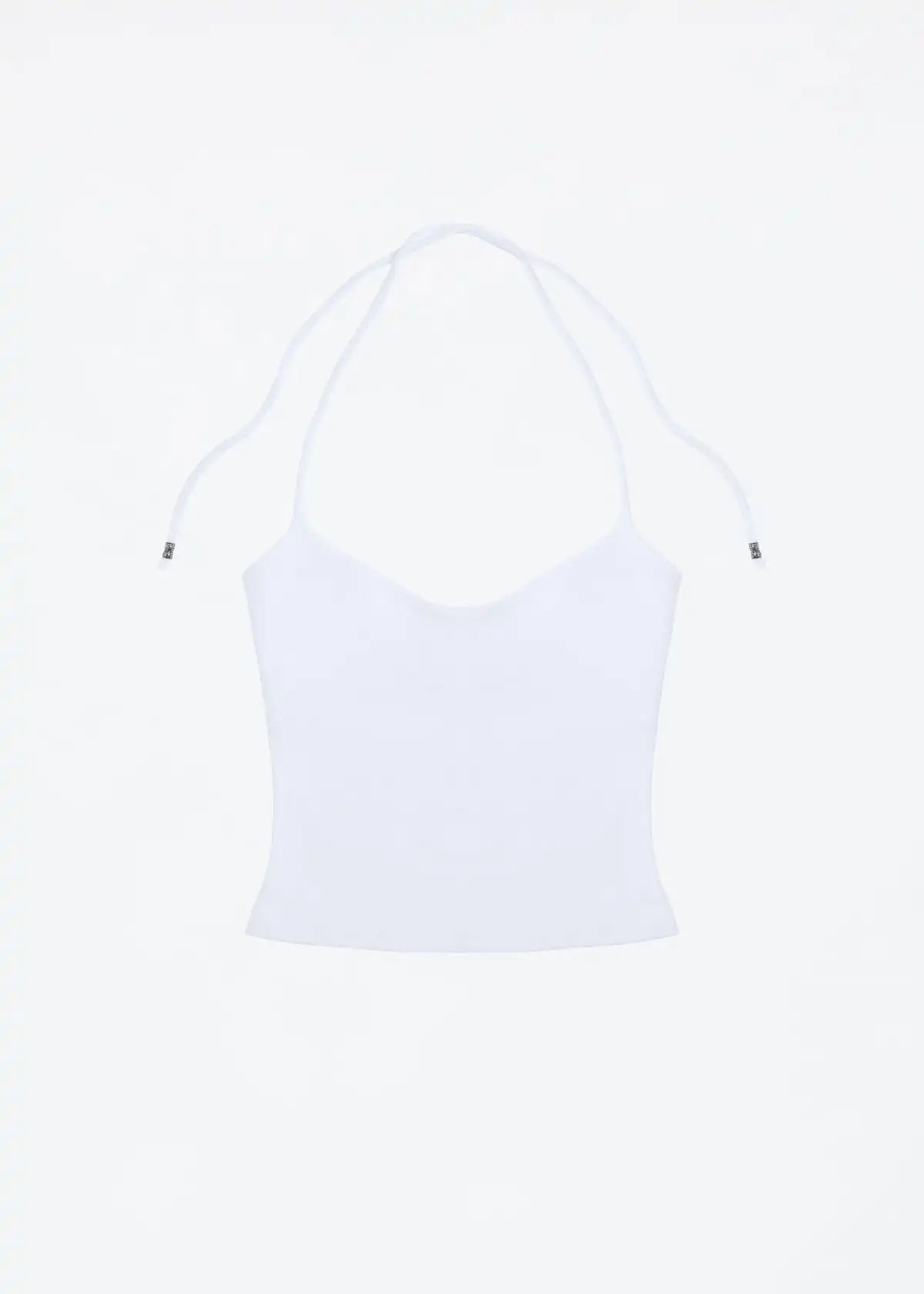 Open-Back Halter Camisole | Metal Accent Self-Tie Straps Top