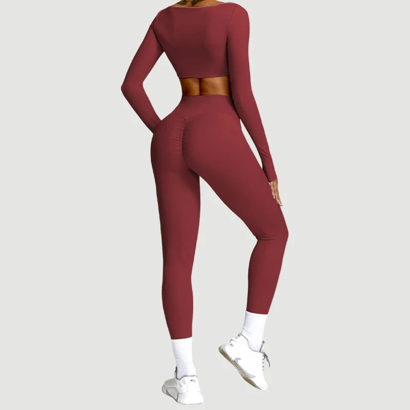 2-Piece Yoga Suit - Quick-Dry Long Sleeve Set