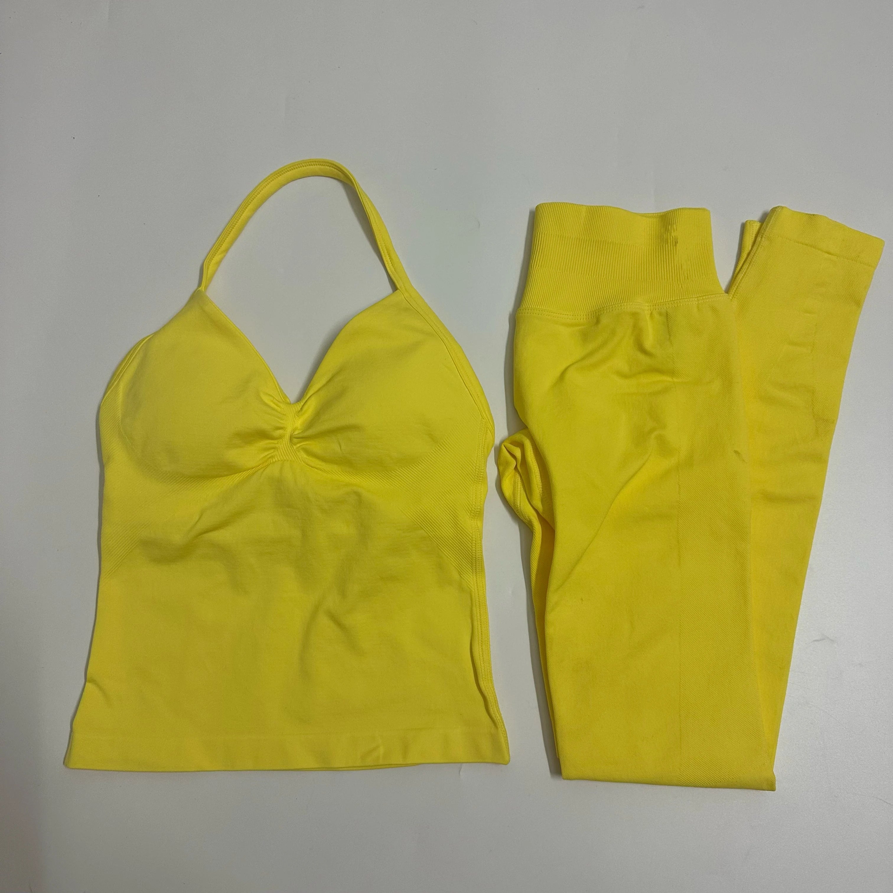 2-Piece Yoga Set - Backless Tank High Waist