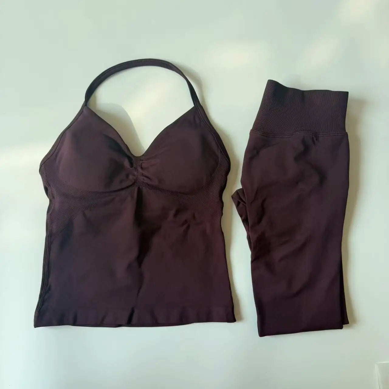 2-Piece Yoga Set - Backless Tank High Waist