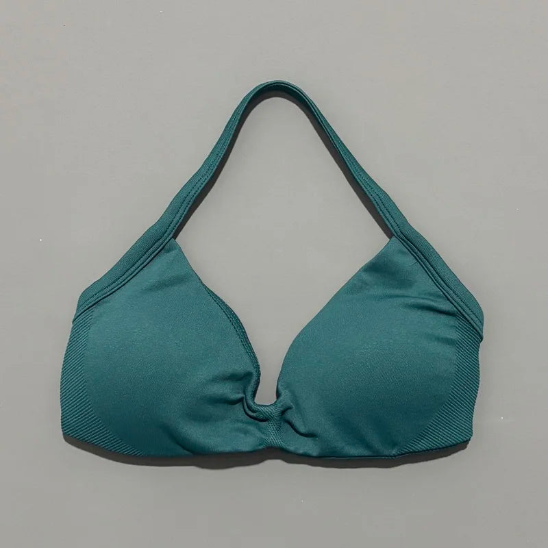 High Support Strappy Sports Bra | Seamless Scrunch Push-Up Yoga Tank