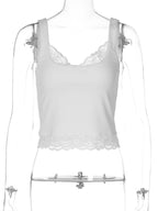 Dulzura Lace Ruffle Backless Tank Top | Square Neck Y2K Party Camisole