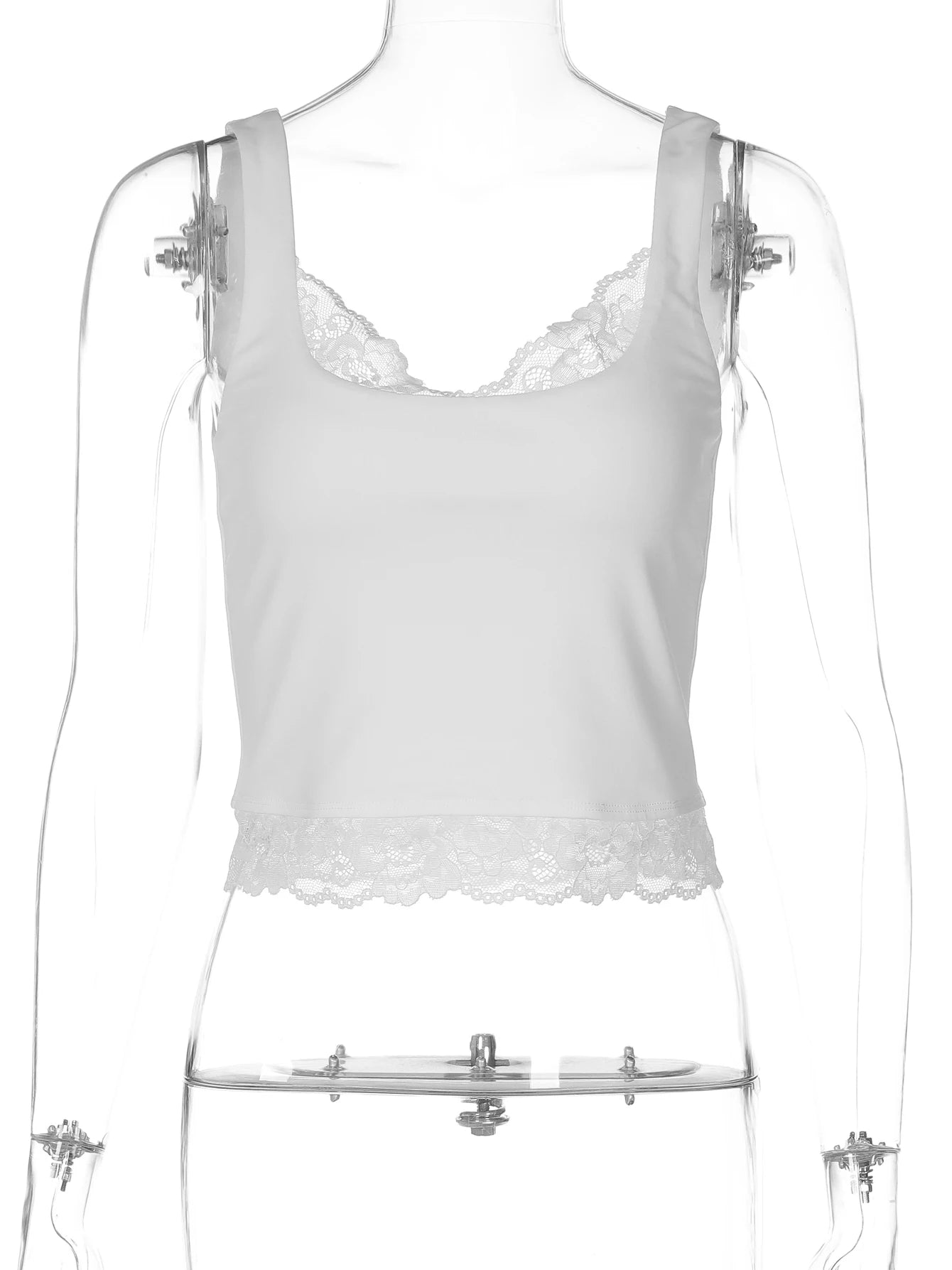 Dulzura Lace Ruffle Backless Tank Top | Square Neck Y2K Party Camisole