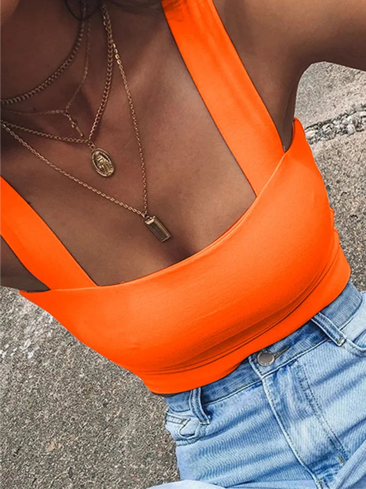 Square Neck Backless Crop Cami | High Stretch Sleeveless Tank Top