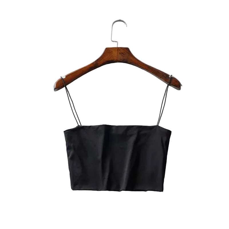 Cotton Elastic Sleeveless Crop Cami | Streetwear Solid Top