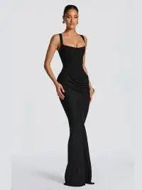 Square Neck Halter Pleated Backless Bodycon Mini Dress