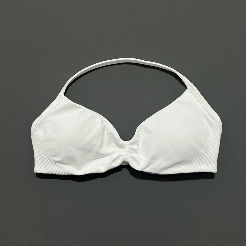High Support Strappy Sports Bra | Seamless Scrunch Push-Up Yoga Tank