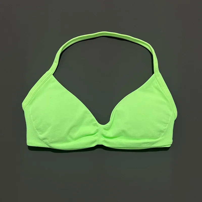 High Support Strappy Sports Bra | Seamless Scrunch Push-Up Yoga Tank