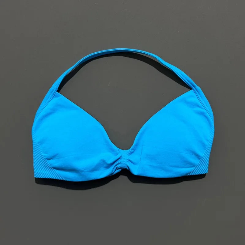 High Support Strappy Sports Bra | Seamless Scrunch Push-Up Yoga Tank