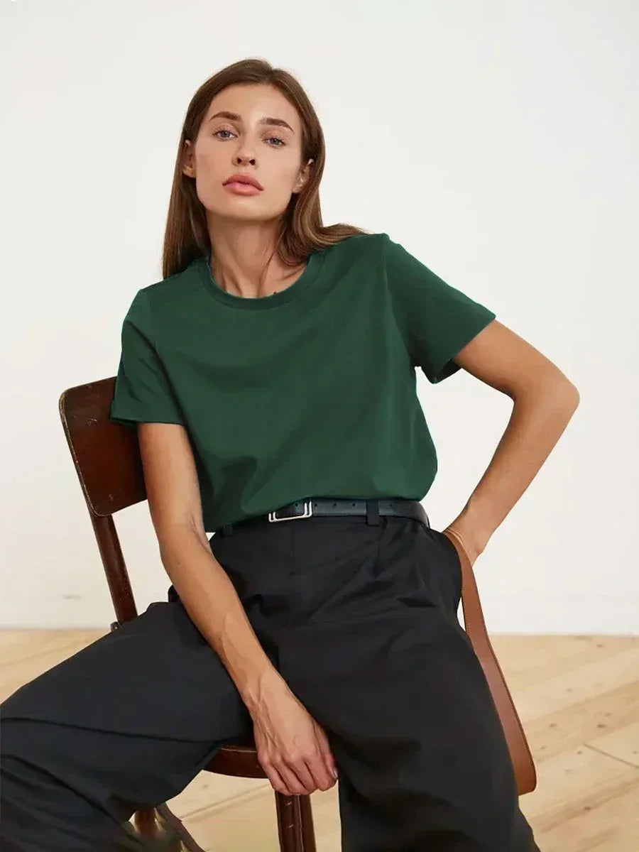 100% Cotton Basic T-Shirt | Loose O-Neck Short Sleeve Casual Tee