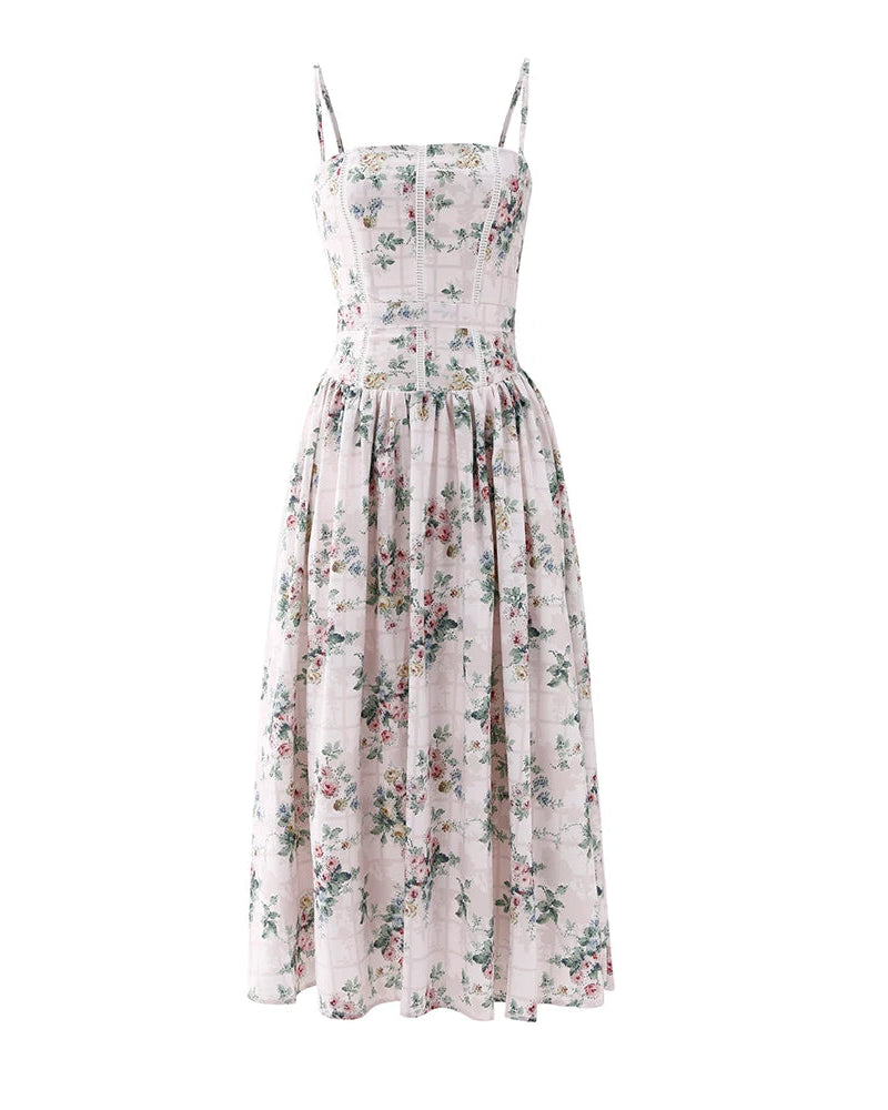 Women's Summer White Floral Midi Dress