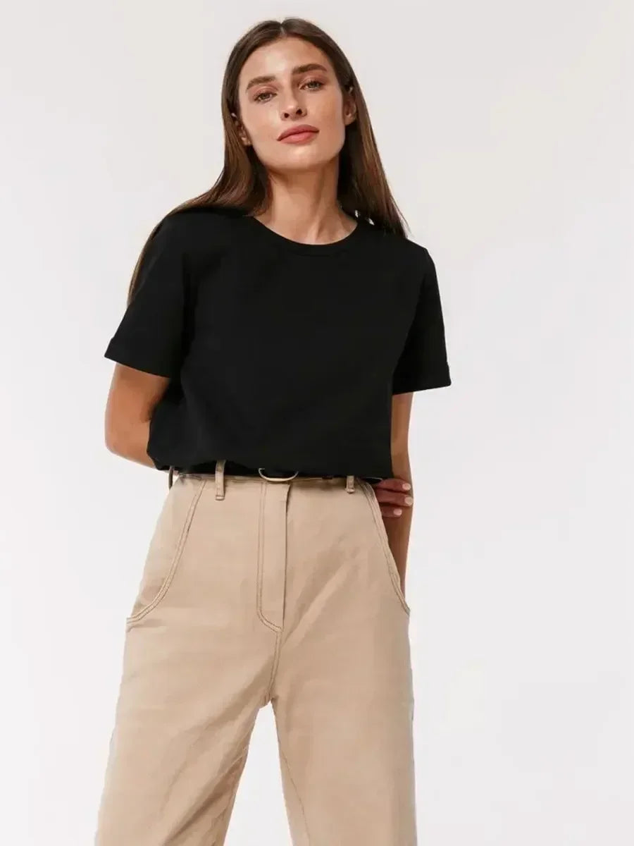 100% Cotton Basic T-Shirt - Short Sleeve Loose
