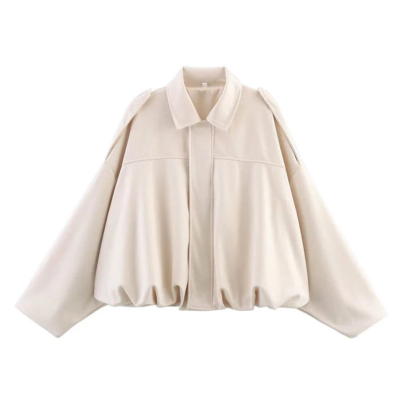 Bomber Jacket - Turn-Down Collar Long Sleeve