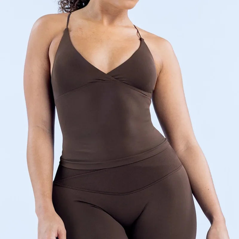 Seamless Padded Sports Camisole | Backless Cross Yoga Vest