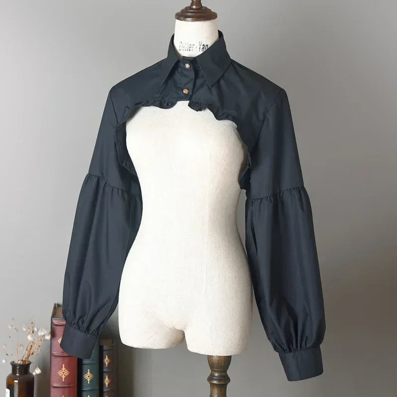 Puff Sleeve Lolita Top | Detachable Ruffled Collar Blouse