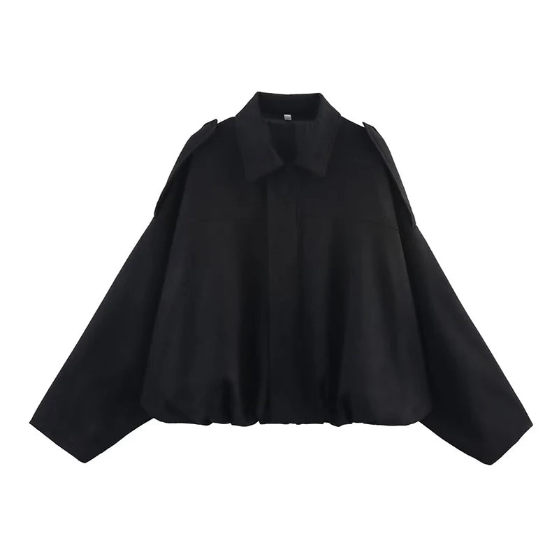 Bomber Jacket - Turn-Down Collar Long Sleeve
