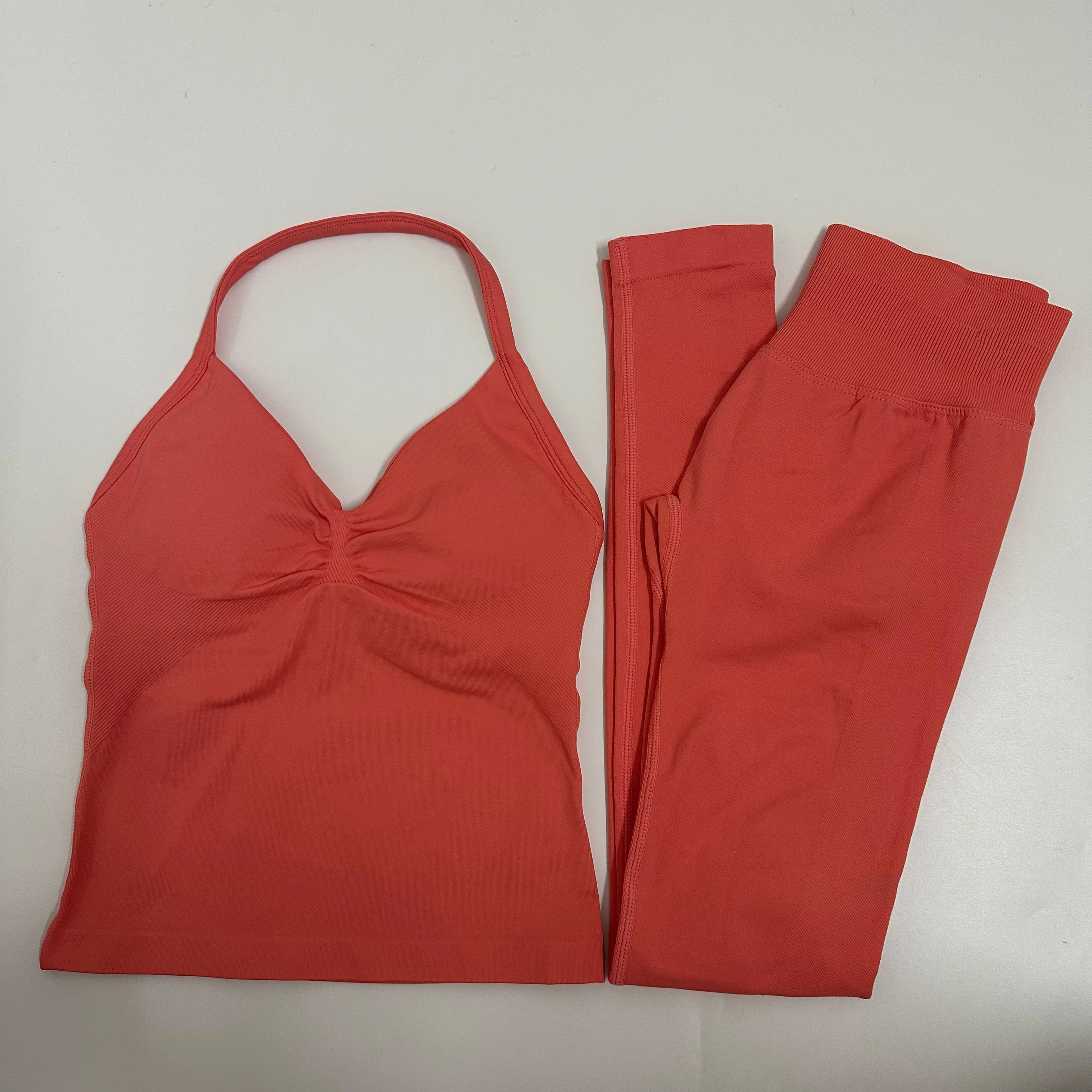 2-Piece Yoga Set - Backless Tank High Waist