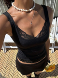Dulzura Lace Ruffle Backless Tank Top | Square Neck Y2K Party Camisole