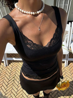 Dulzura Lace Ruffle Backless Tank Top | Square Neck Y2K Party Camisole