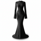 Sheer Long Sleeve Beach Cover-Up Dress | Backless Floor-Length Wrap Dress