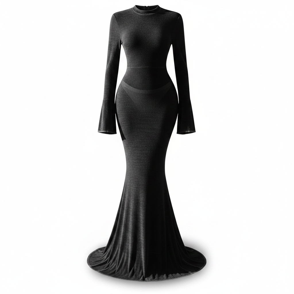 Sheer Long Sleeve Beach Cover-Up Dress | Backless Floor-Length Wrap Dress