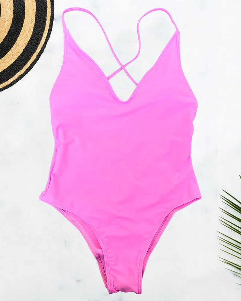 Solid Bodysuit One-Piece Swimsuit