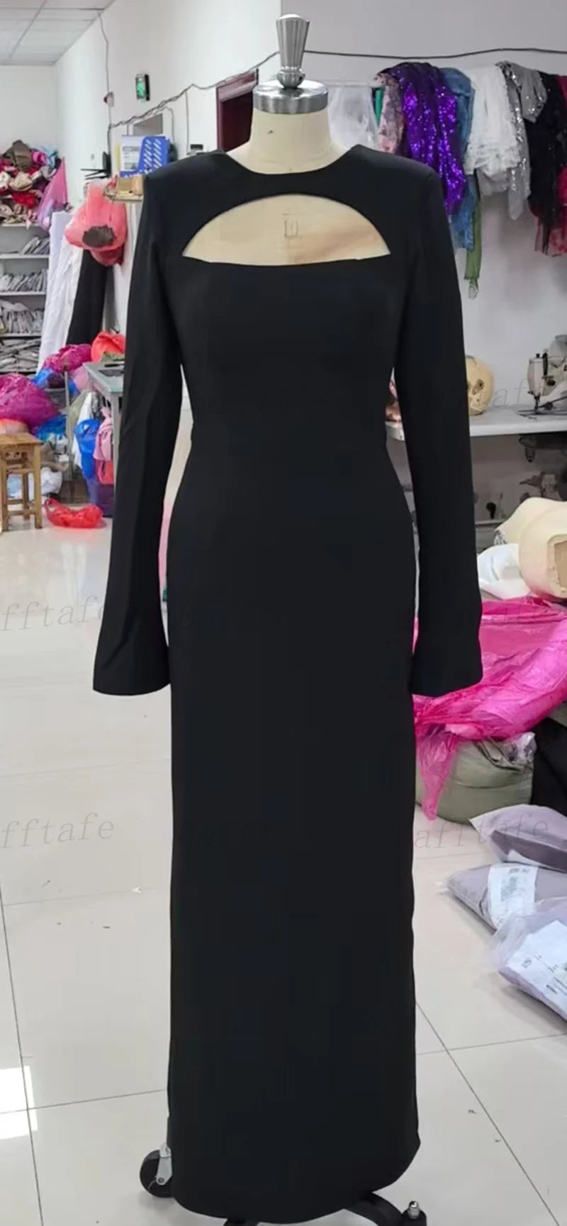 Long Sleeve Mermaid Prom Gown | Vintage Satin Formal Evening Dress