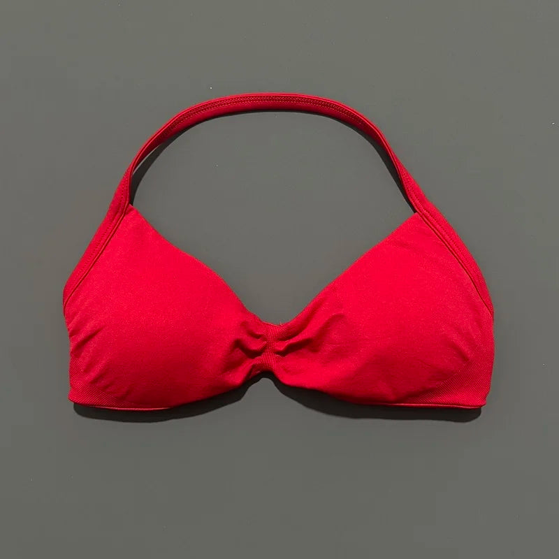 High Support Strappy Sports Bra | Seamless Scrunch Push-Up Yoga Tank