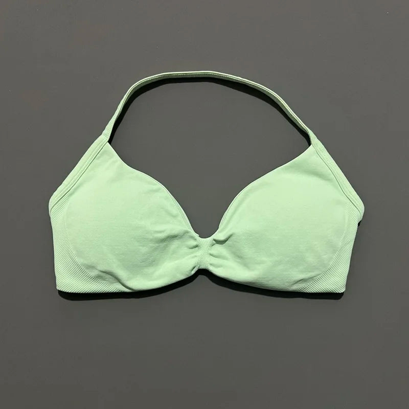 High Support Strappy Sports Bra | Seamless Scrunch Push-Up Yoga Tank