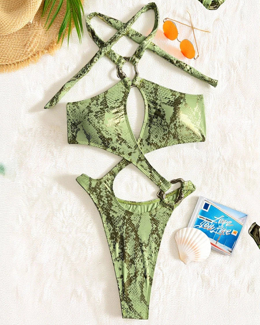 Halter Tummy Cut Out High Cut Monokini