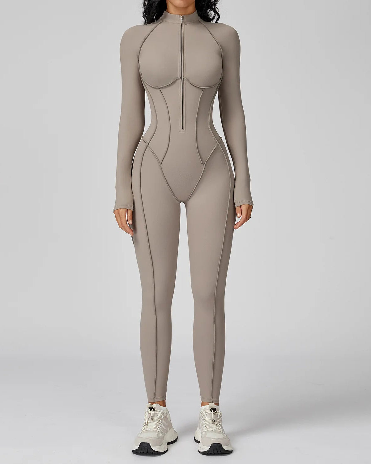 Long Sleeve Zipper Yoga Bodysuit
