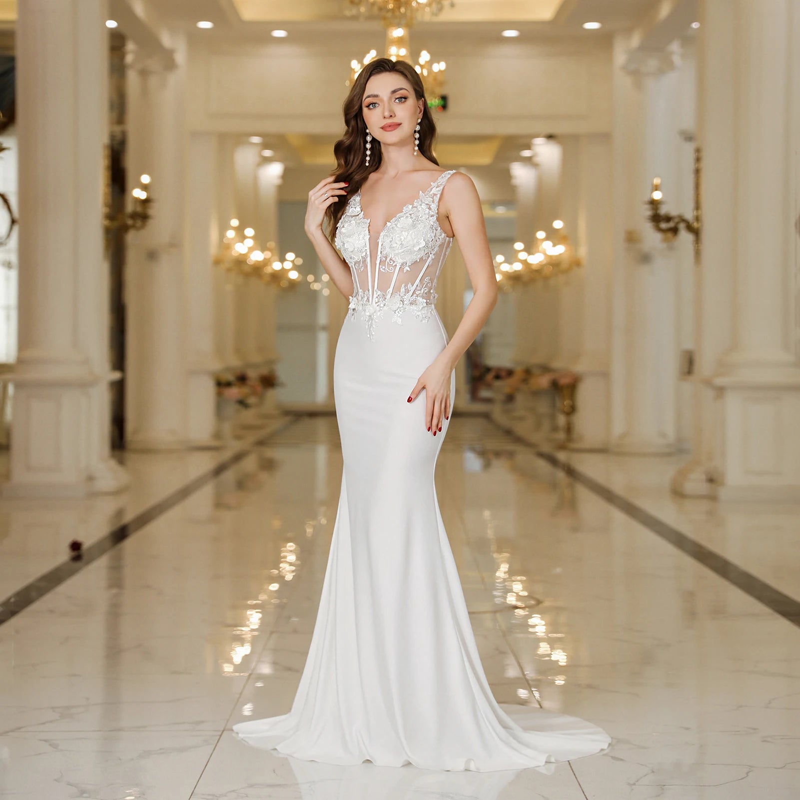 Beaded Applique A-Line Prom Gown | Spaghetti Strap Formal Evening Dress