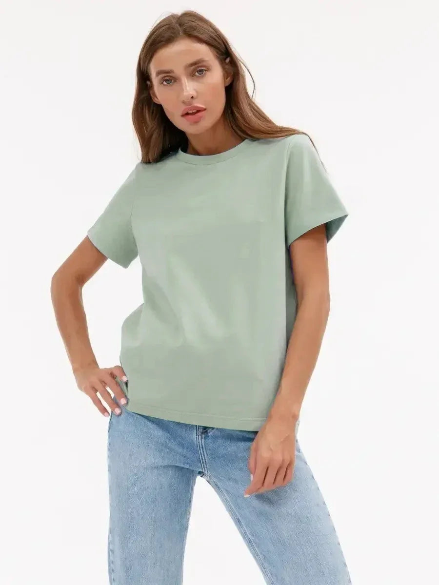 100% Cotton Basic T-Shirt | Loose O-Neck Short Sleeve Casual Tee