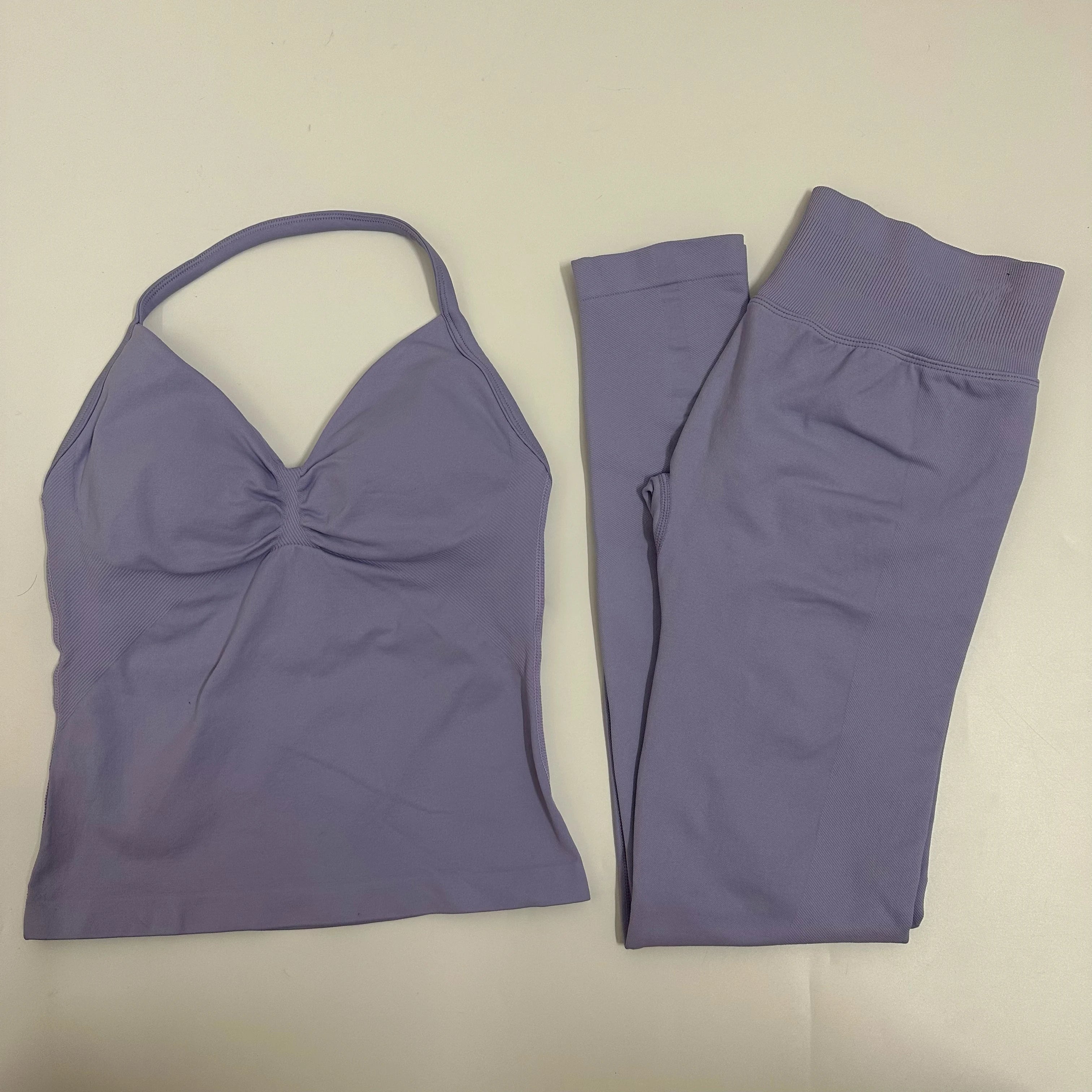 2-Piece Yoga Set - Backless Tank High Waist