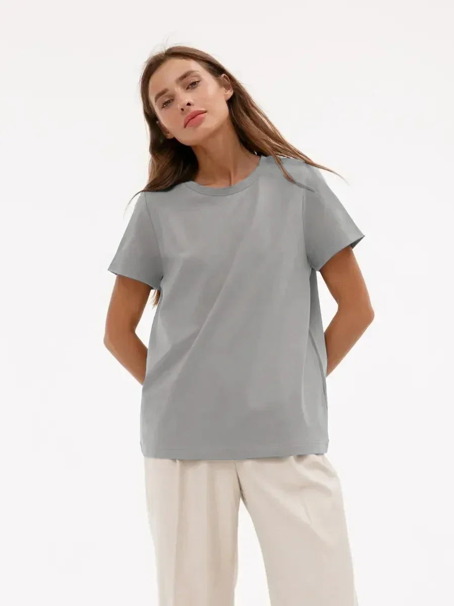 100% Cotton Basic T-Shirt - Short Sleeve Loose