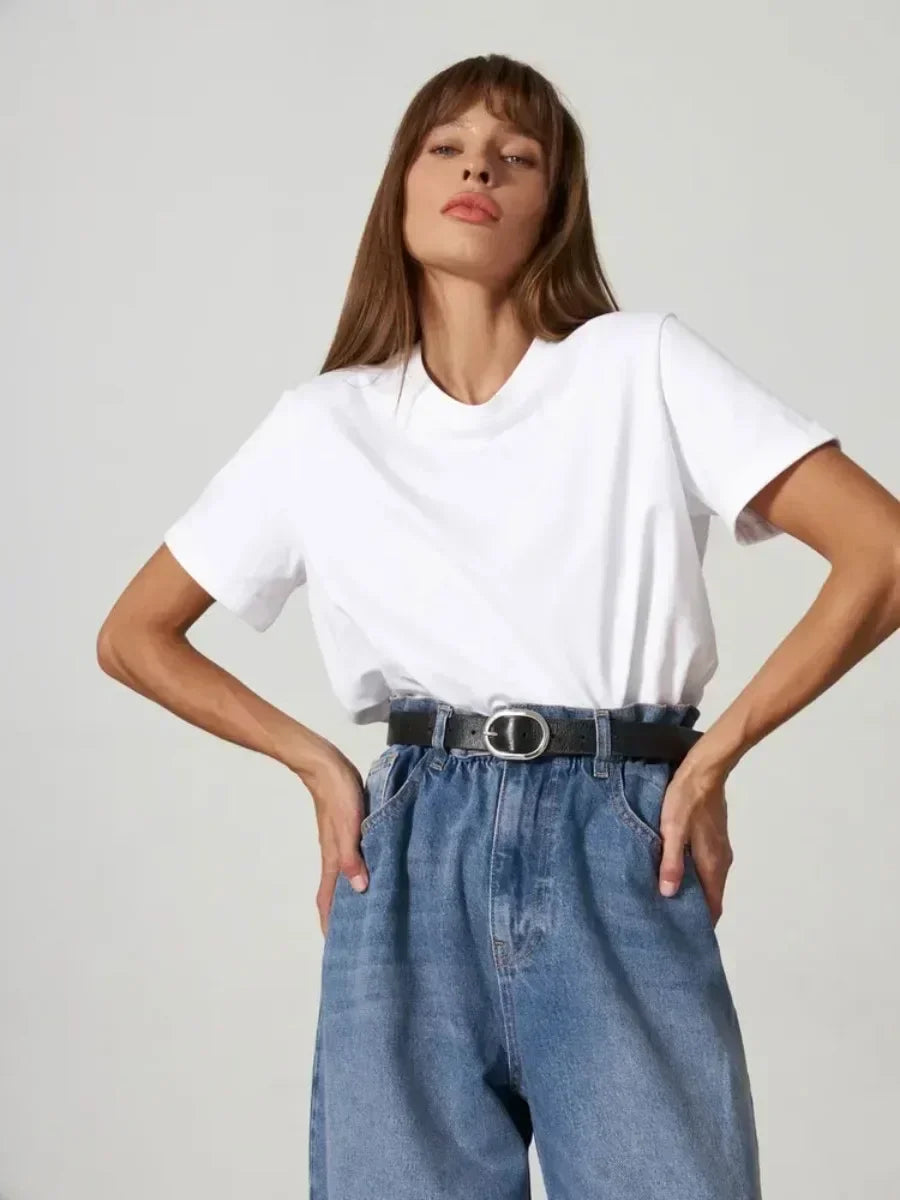 100% Cotton Basic T-Shirt - Short Sleeve Loose