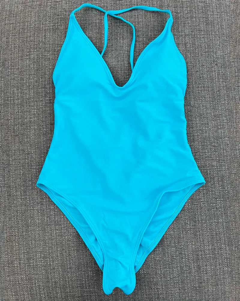 Solid Bodysuit One-Piece Swimsuit