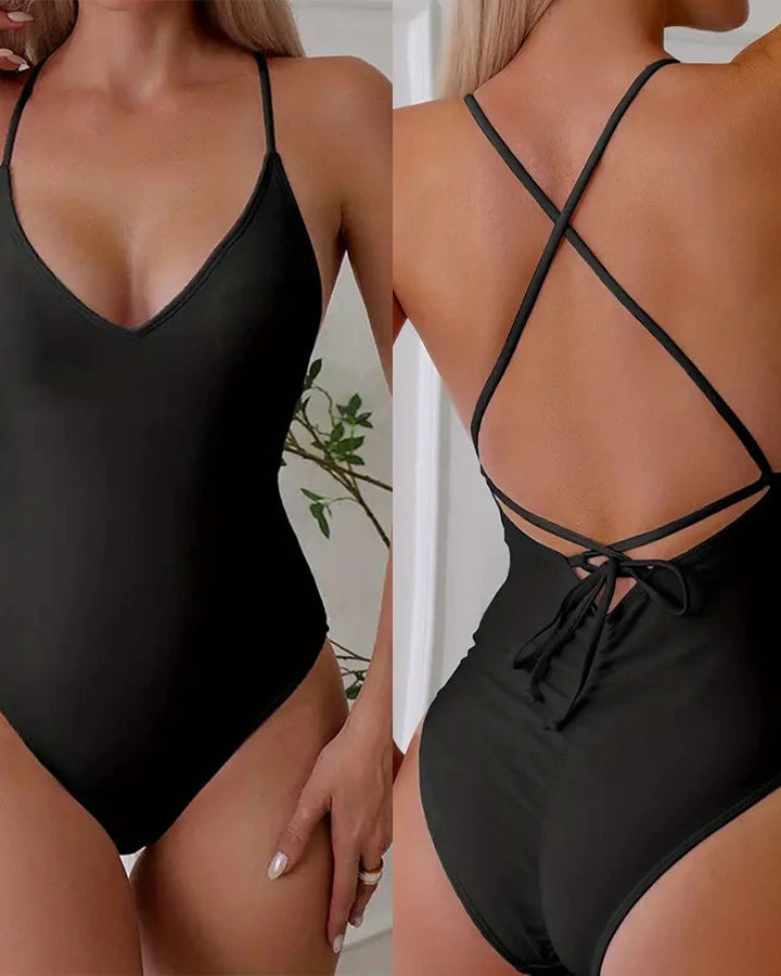Solid Bodysuit One-Piece Swimsuit