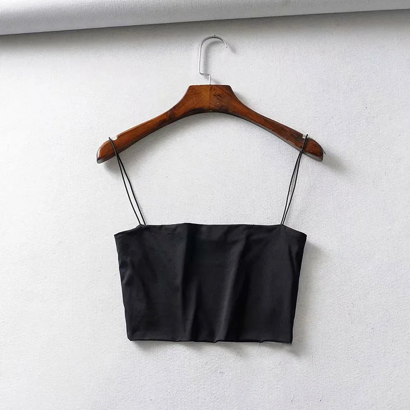 Cotton Elastic Sleeveless Crop Cami | Streetwear Solid Top