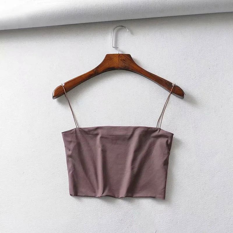Cotton Elastic Sleeveless Crop Cami | Streetwear Solid Top