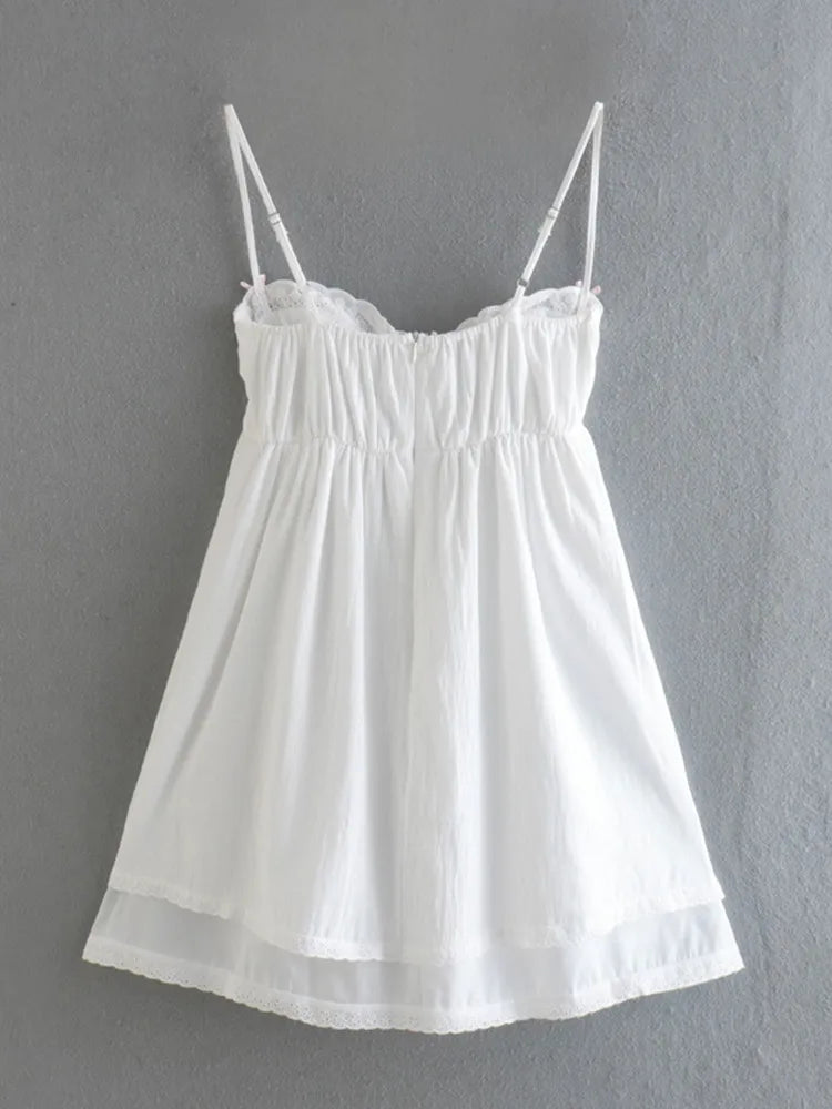 Embroidery Lace Corset Backless Mini Dress