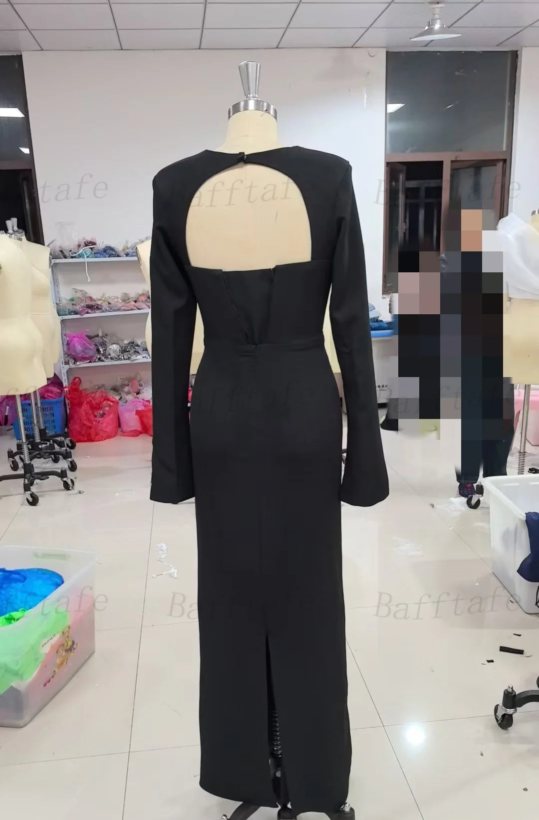Long Sleeve Mermaid Prom Gown | Vintage Satin Formal Evening Dress