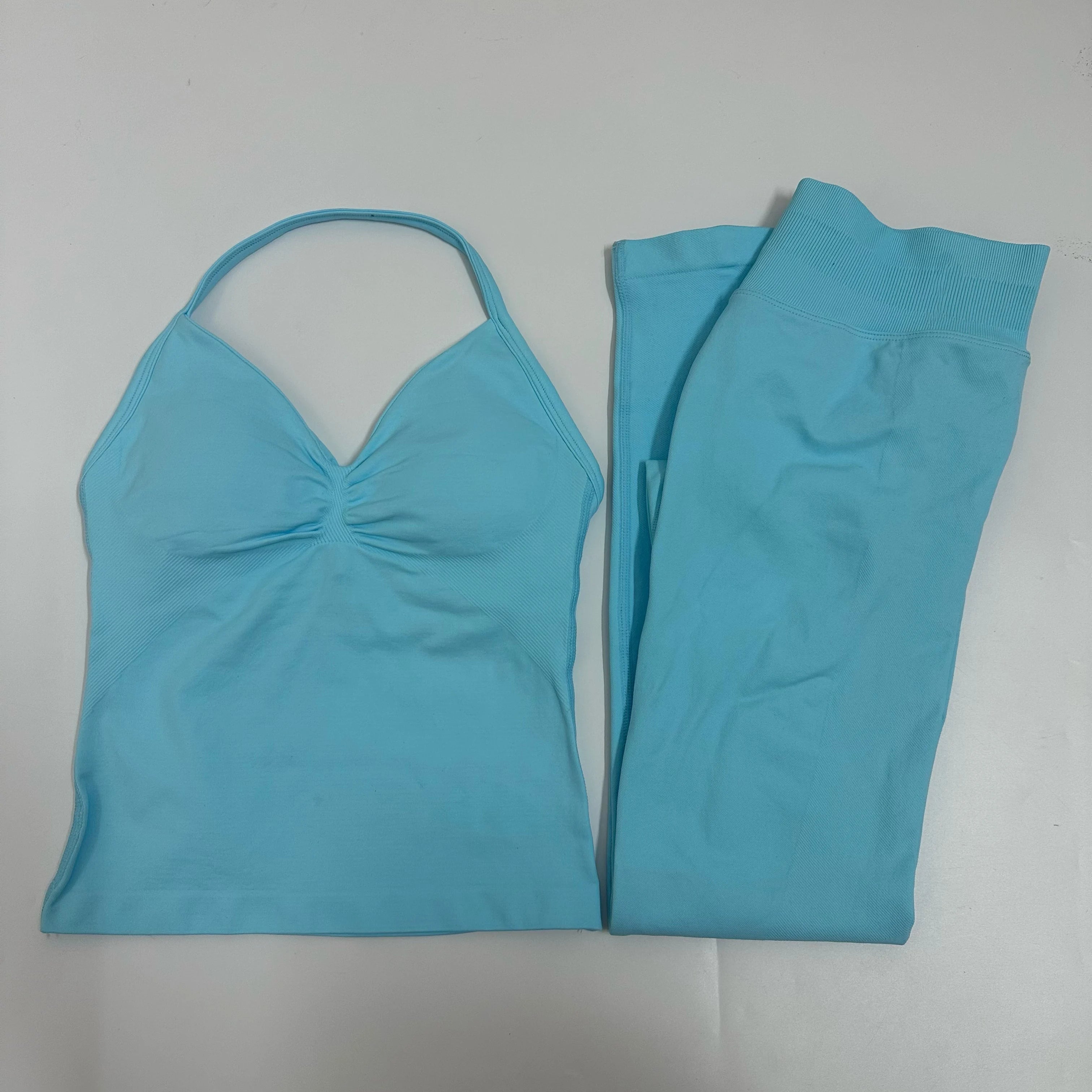 2-Piece Yoga Set - Backless Tank High Waist