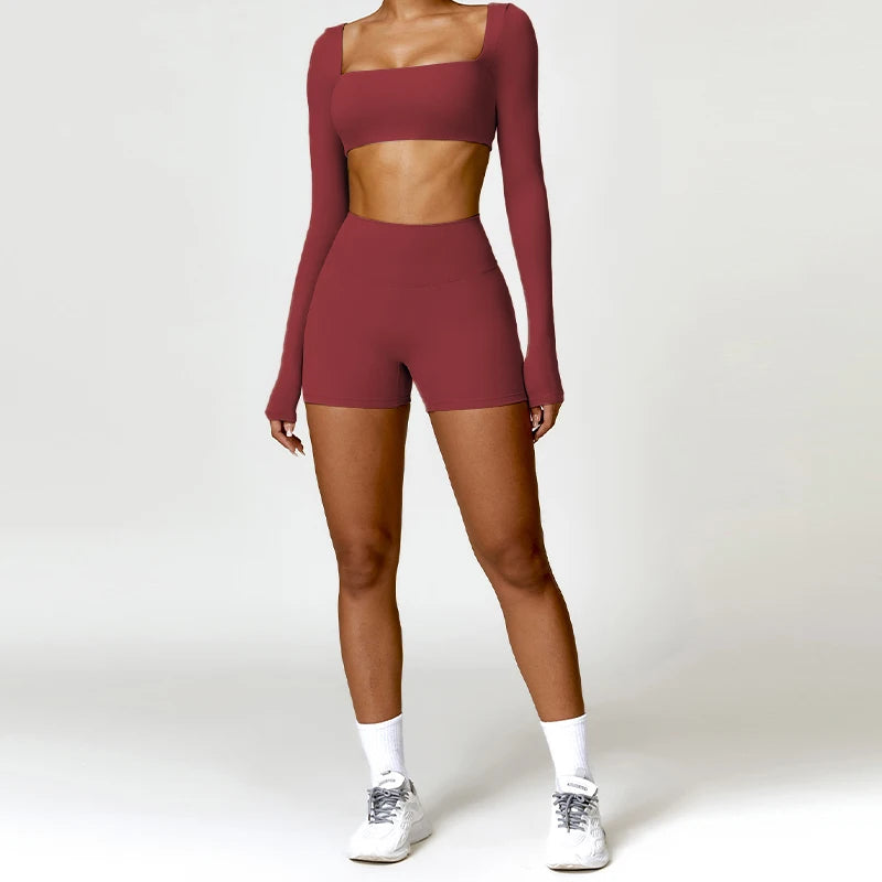 2-Piece Yoga Suit - Quick-Dry Long Sleeve Set
