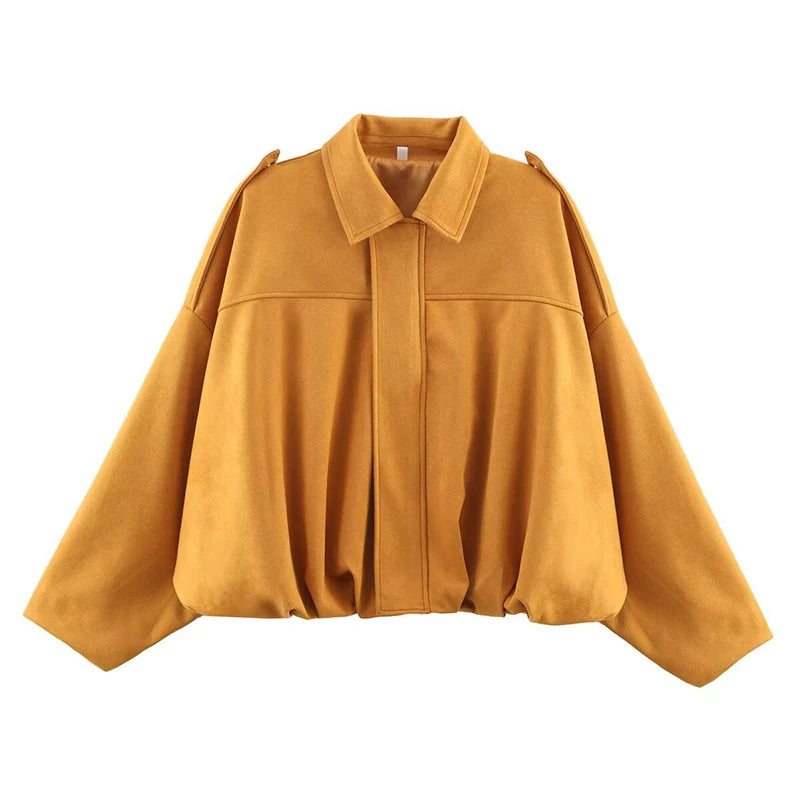 Bomber Jacket - Turn-Down Collar Long Sleeve