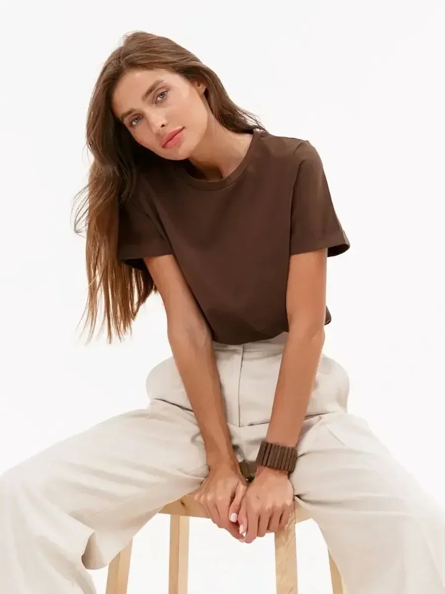 100% Cotton Basic T-Shirt - Short Sleeve Loose