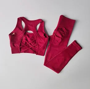 2-Piece Sports Bra Set - Shockproof Fitness