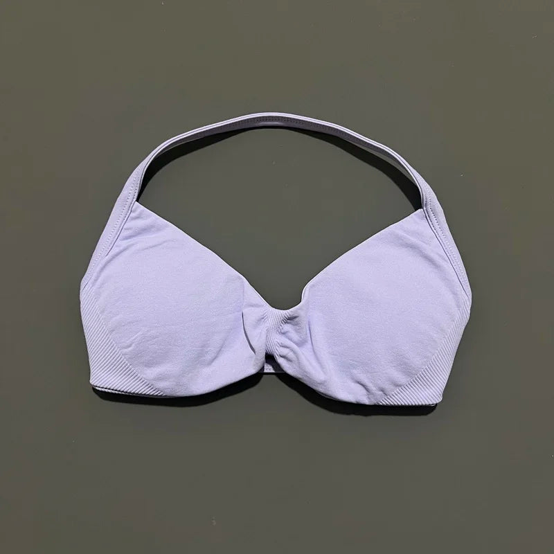 High Support Strappy Sports Bra | Seamless Scrunch Push-Up Yoga Tank