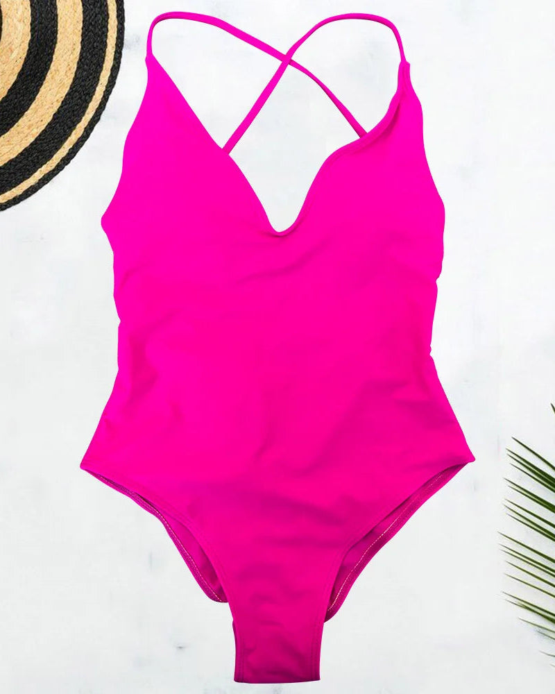 Solid Bodysuit One-Piece Swimsuit