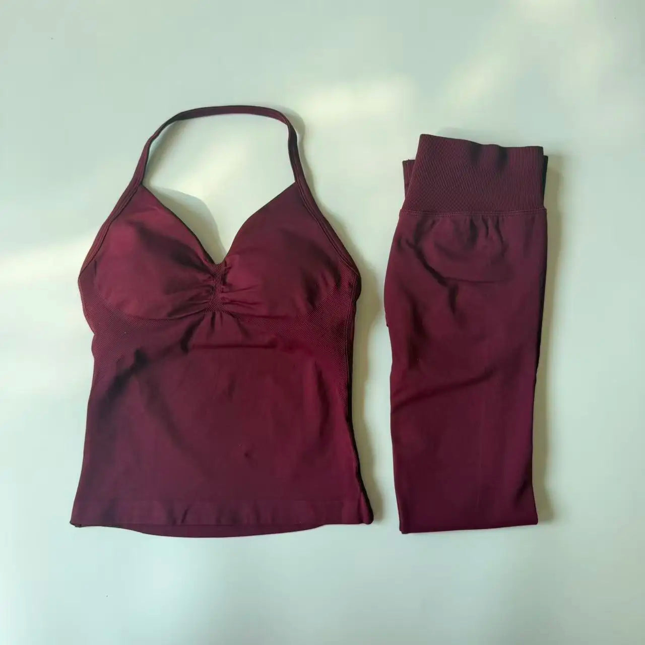 2-Piece Yoga Set - Backless Tank High Waist